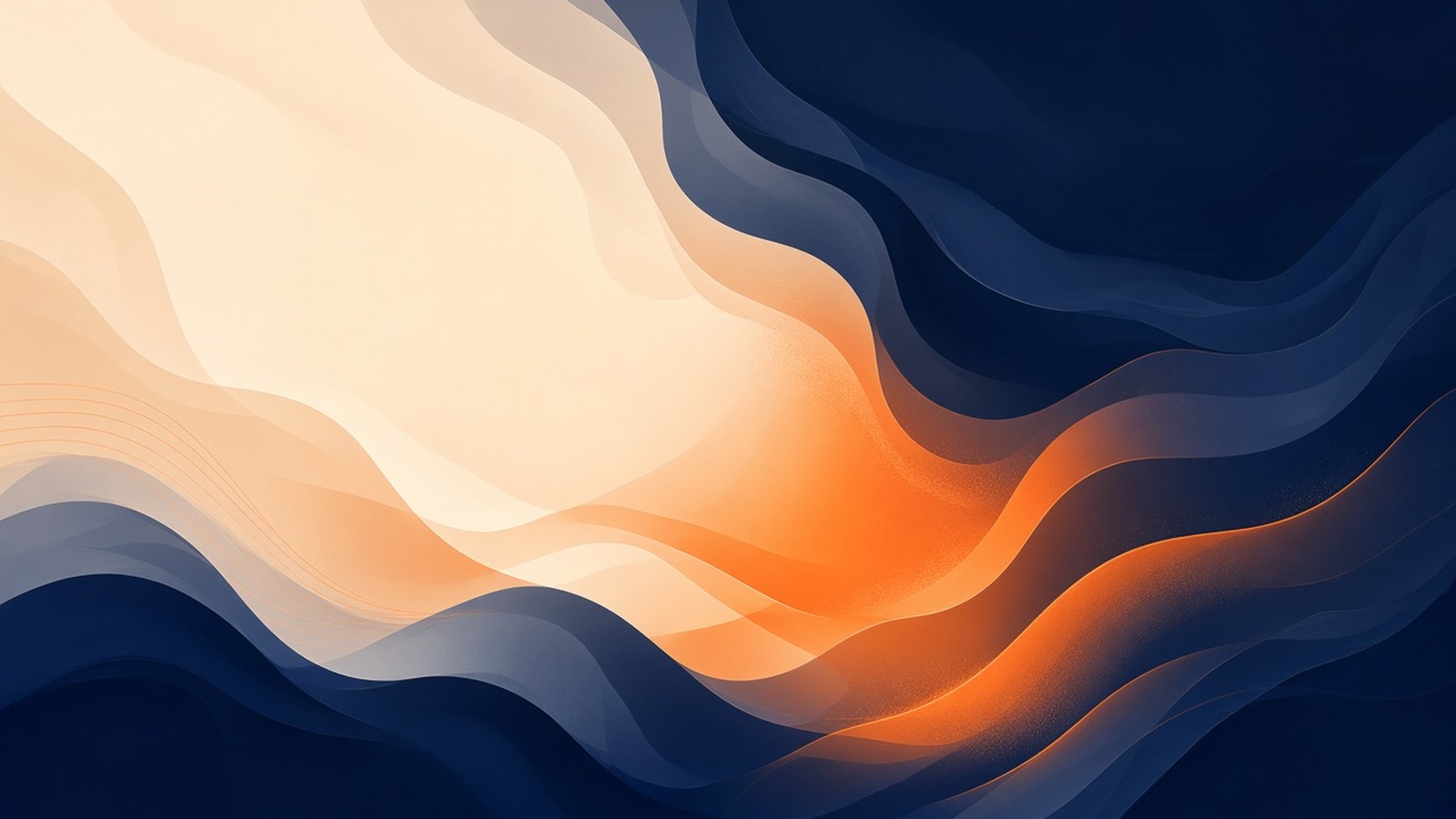 Abstracte oranje en navy golfbanden met zachte gloed